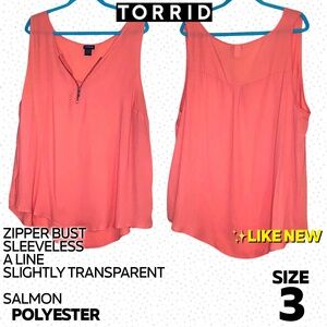 Torrid sleeveless blouse with zipper bust detail